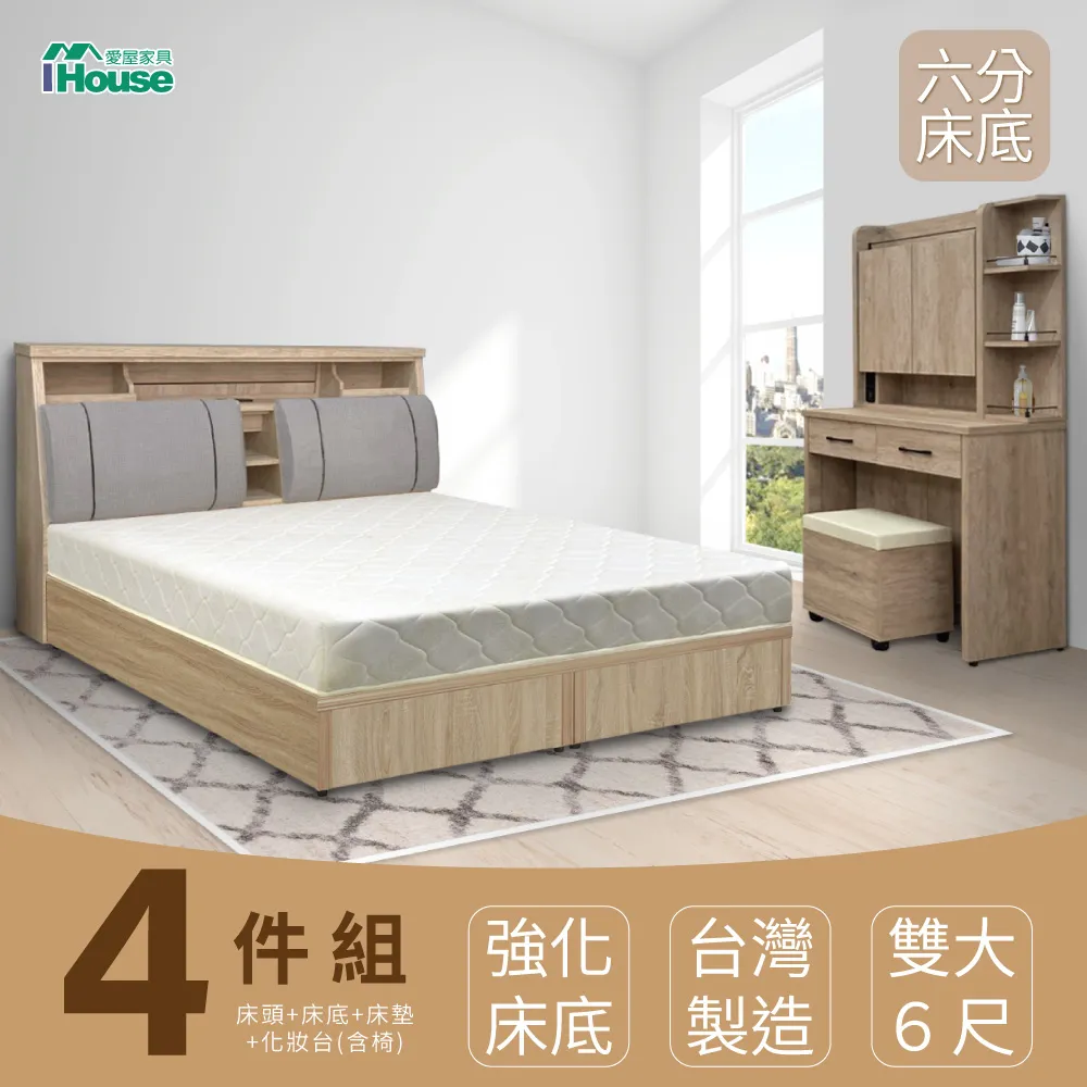 IHouse-特洛伊 強化臥室4件組(床頭箱+六分床底+天絲床墊+斗櫃)-雙人5尺/雙人加大6尺 歷史價格詳細信息