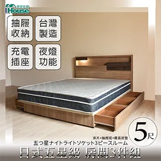 IHouse-日系夢幻100 房間3件組(床片+強化底+收納床邊櫃)-單大3.5尺 歷史價格詳細信息