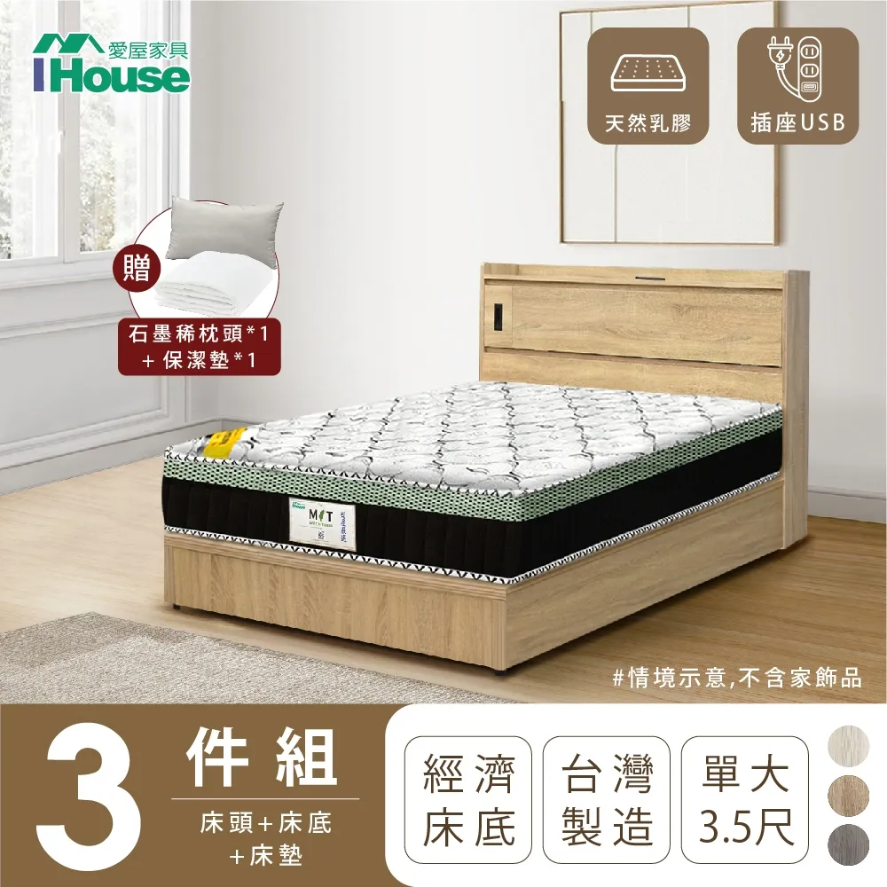 IHouse-品田房間3件組(床頭箱+6分底+床頭櫃) 歷史價格詳細信息