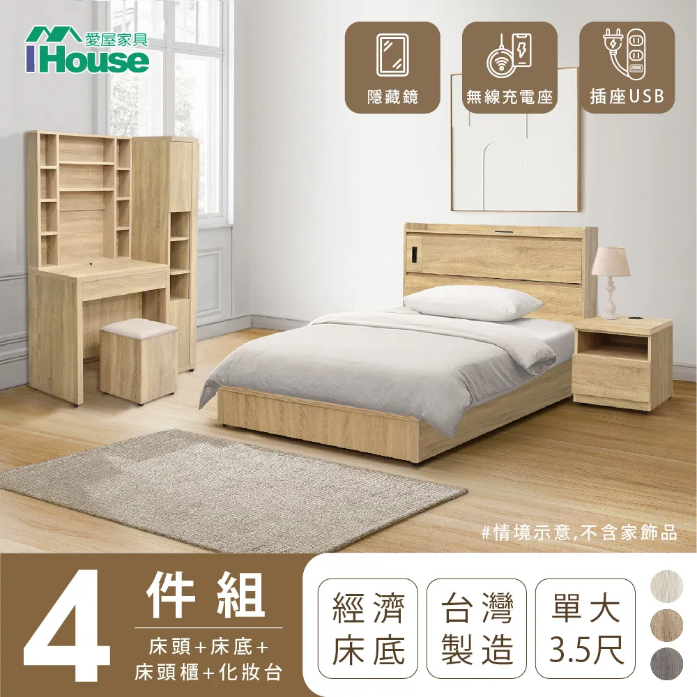 【IHouse愛屋家具】品田 房間4件組(床頭箱+6分底+床墊+床頭櫃) 雙人5尺 歷史價格詳細信息