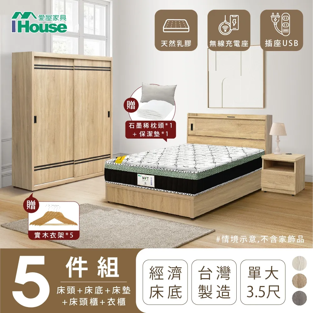 【IHouse愛屋家具】品田 房間5件組(床頭箱、收納抽屜+掀床底、床墊、床頭櫃、斗櫃) 雙大6尺 歷史價格詳細信息