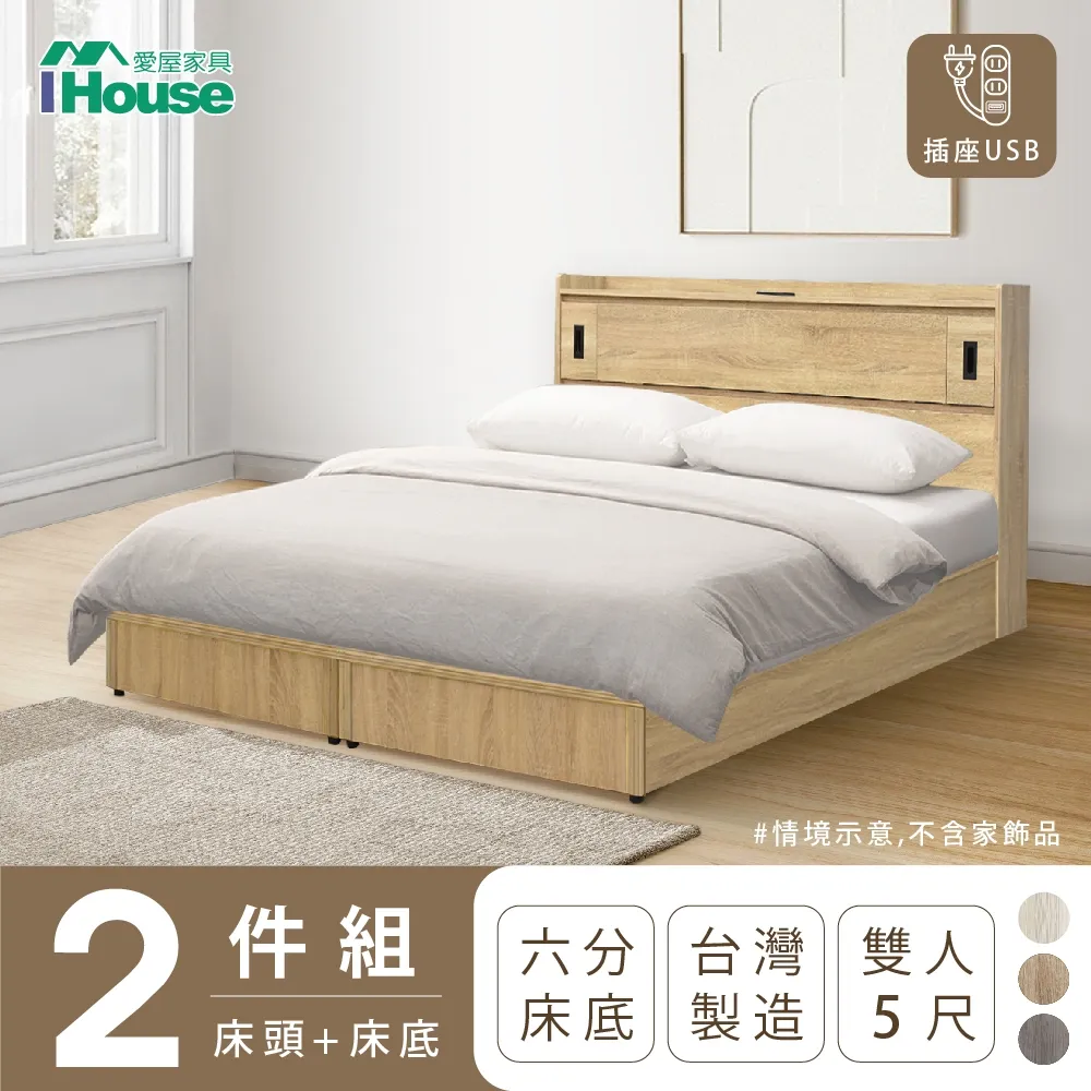 【IHouse愛屋家具】品田 房間2件組(床頭箱+床底) 單大3.5尺 歷史價格詳細信息