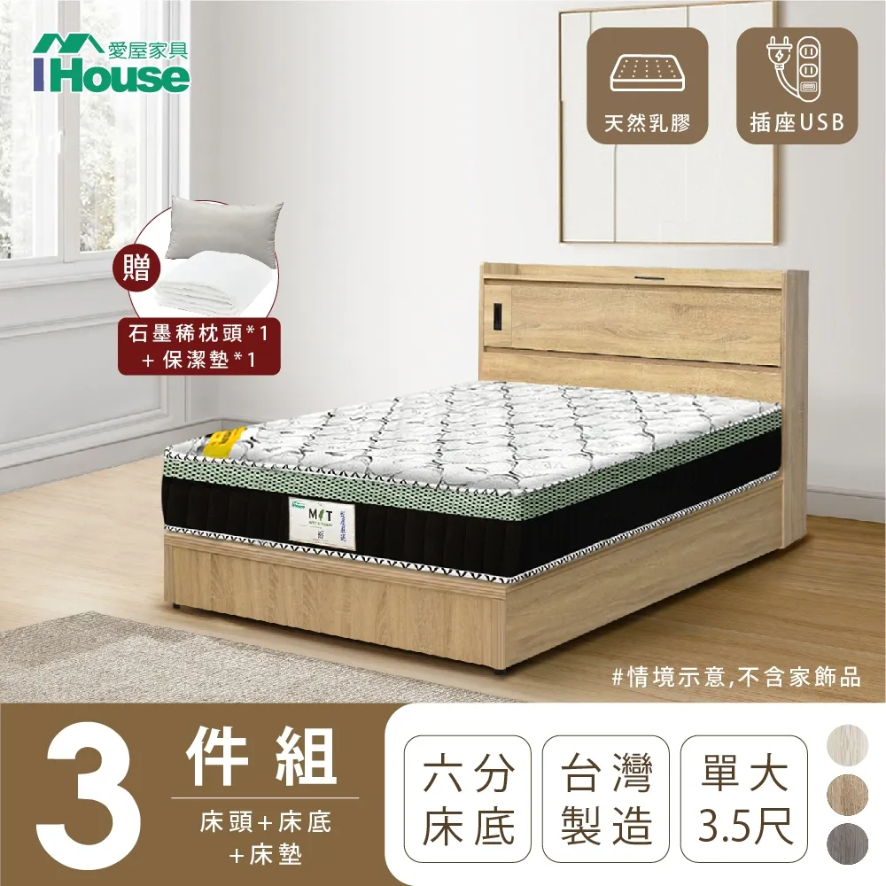 IHouse-品田房間3件組(床頭箱+6分底+床頭櫃) 歷史價格詳細信息
