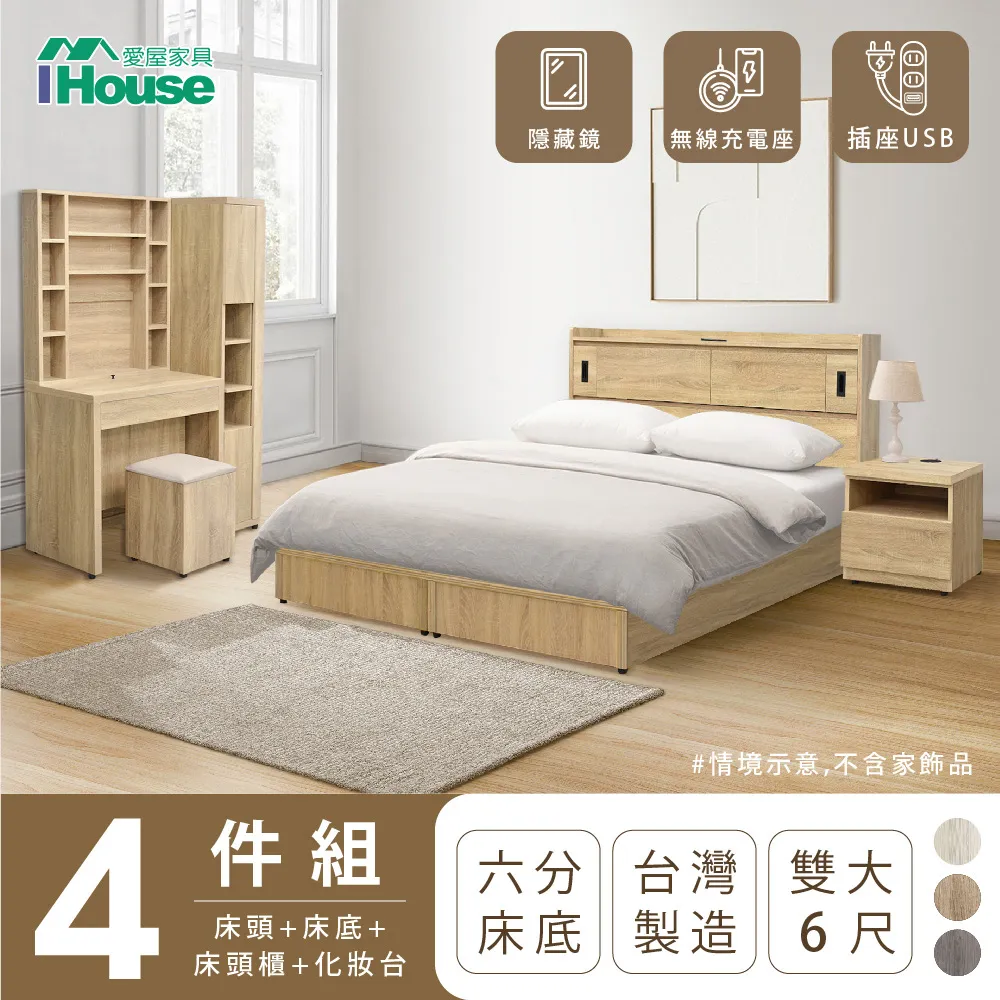 【IHouse愛屋家具】品田 房間4件組(床頭箱+6分底+床墊+床頭櫃) 雙人5尺 歷史價格詳細信息