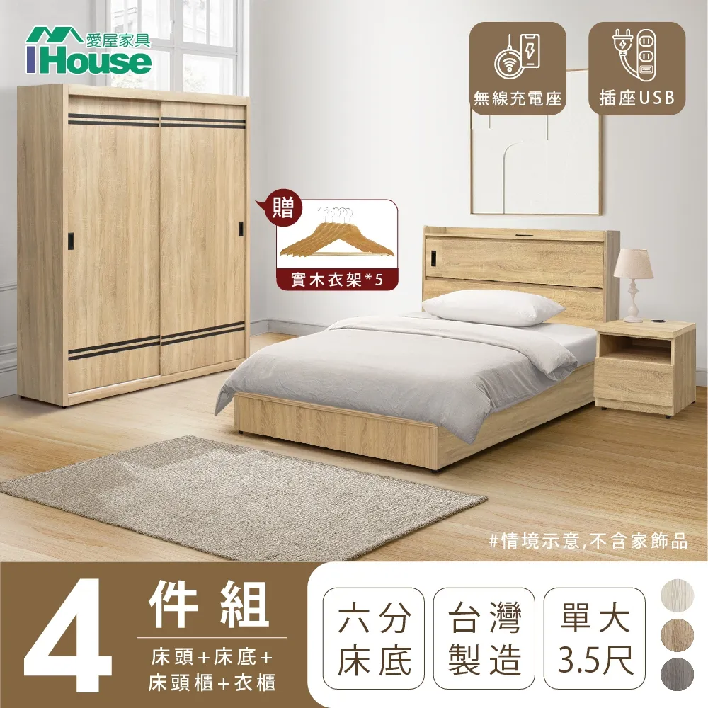 【IHouse愛屋家具】品田 房間4件組(床頭箱+6分底+床墊+床頭櫃) 雙人5尺 歷史價格詳細信息