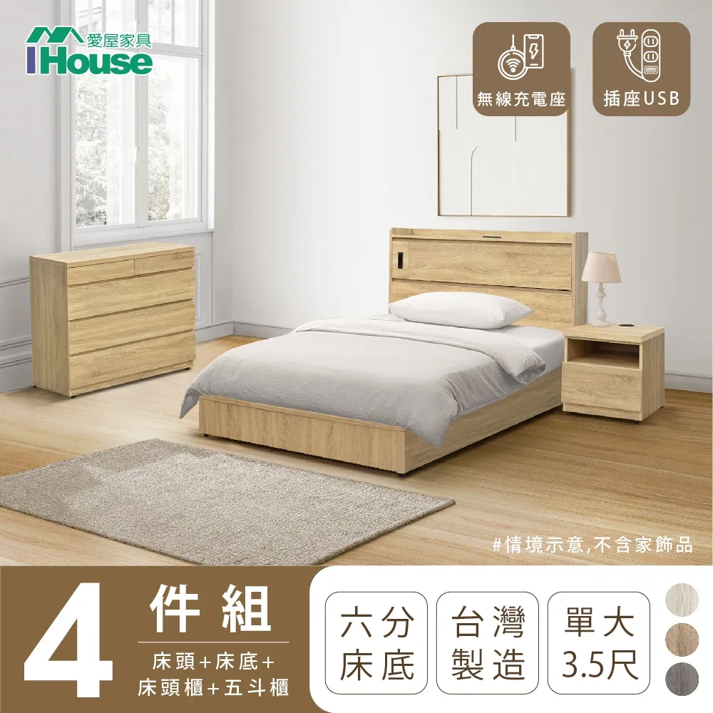 【IHouse愛屋家具】品田 房間4件組(床頭箱+6分底+床墊+床頭櫃) 雙人5尺 歷史價格詳細信息