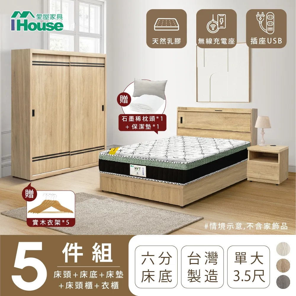 【IHouse愛屋家具】品田 房間5件組(床頭箱、收納抽屜+掀床底、床墊、床頭櫃、斗櫃) 雙大6尺 歷史價格詳細信息