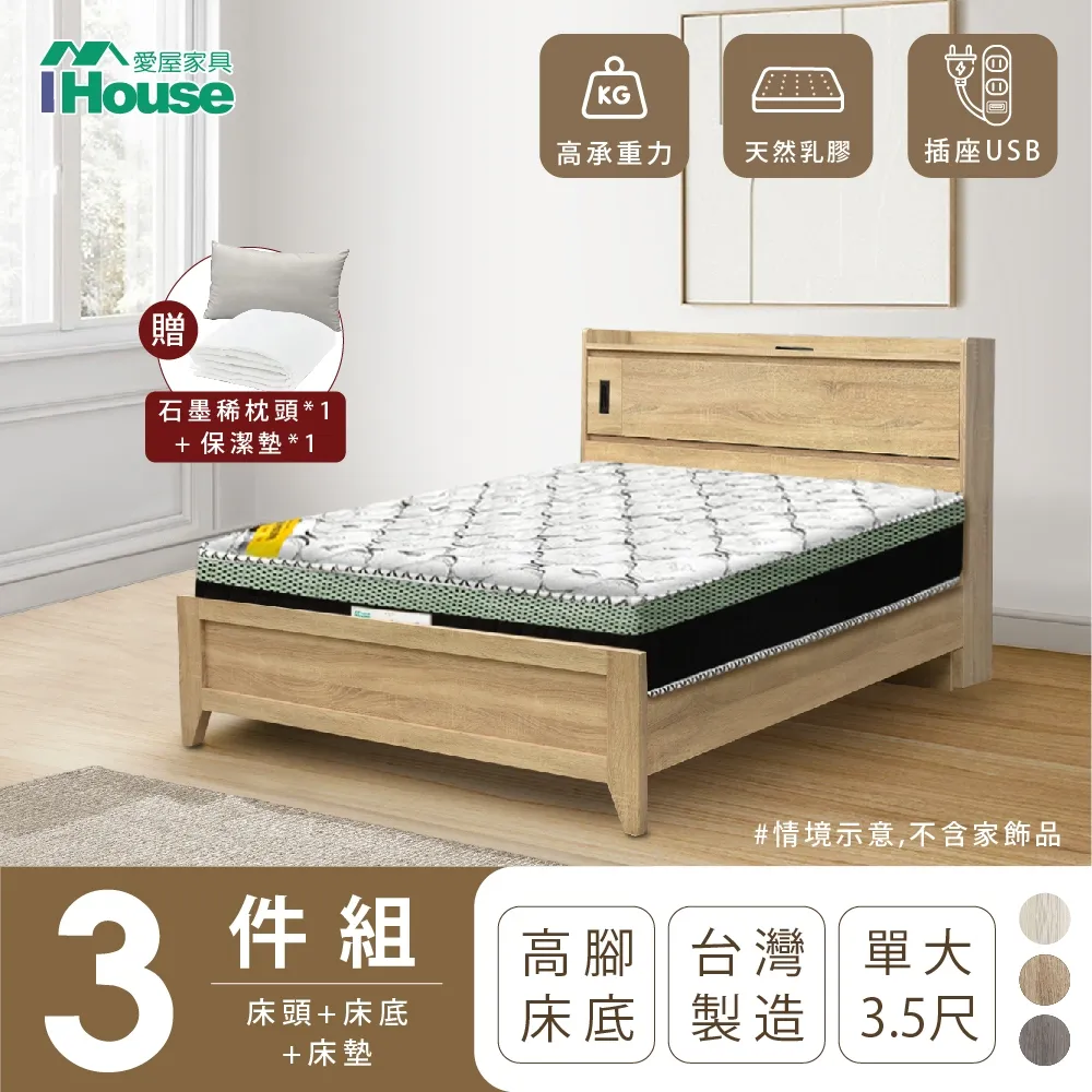 IHouse-品田房間3件組(床頭箱+6分底+床頭櫃) 歷史價格詳細信息