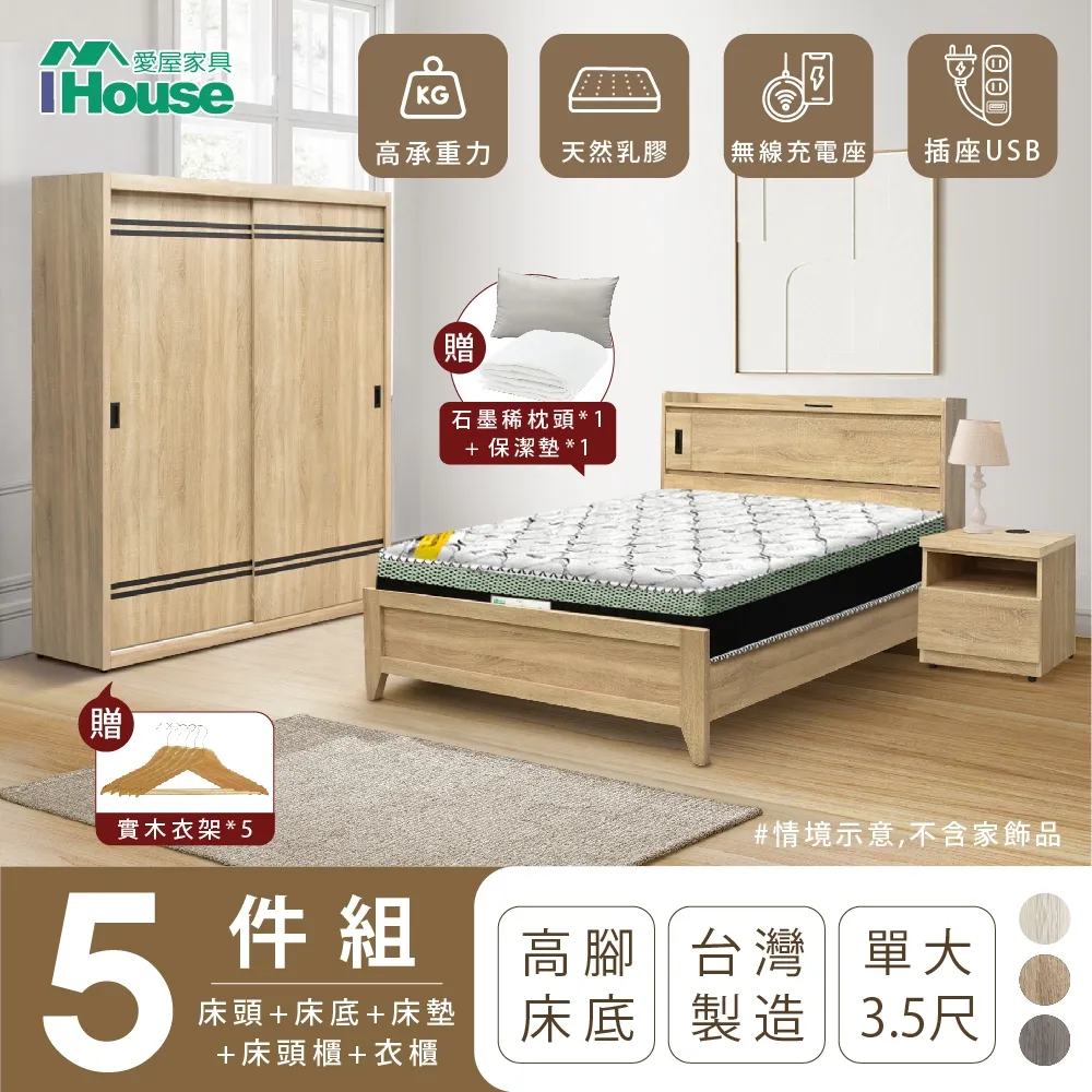 【IHouse愛屋家具】品田 房間5件組(床頭箱、收納抽屜+掀床底、床墊、床頭櫃、斗櫃) 雙大6尺 歷史價格詳細信息