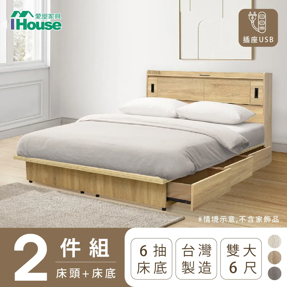 【IHouse愛屋家具】品田 房間2件組(床頭箱+床底) 單大3.5尺 歷史價格詳細信息