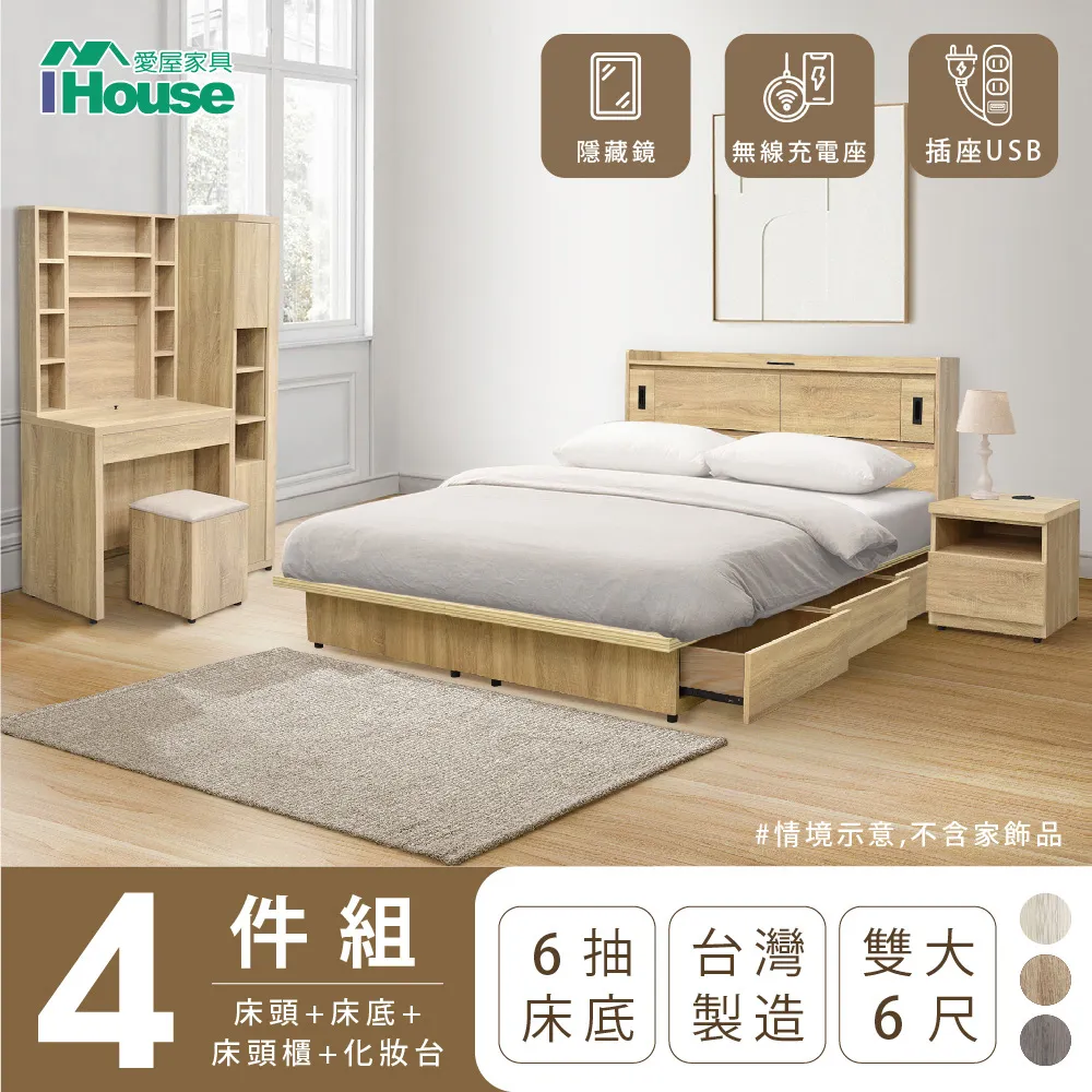 【IHouse】品田 房間4件組 雙大6尺(床頭箱+6分底+床墊+床頭櫃) 歷史價格詳細信息