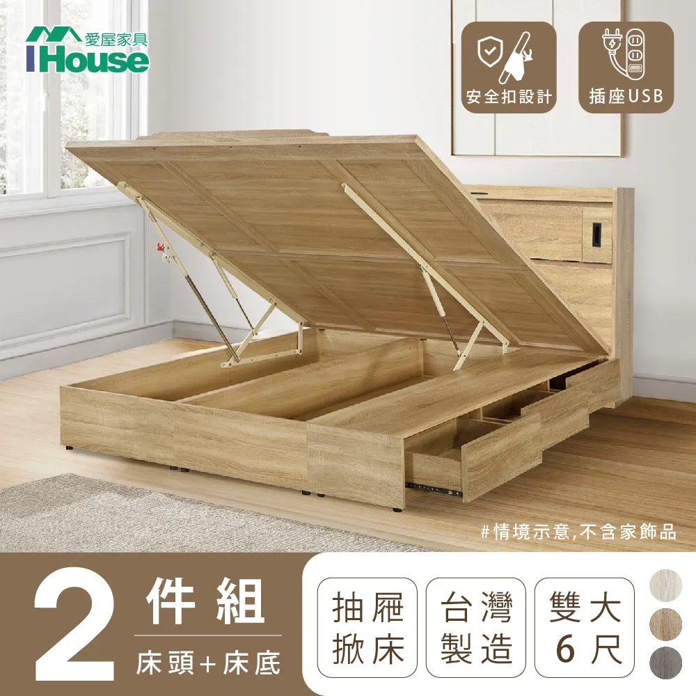 【IHouse愛屋家具】品田 房間2件組(床頭箱+床底) 單大3.5尺 歷史價格詳細信息