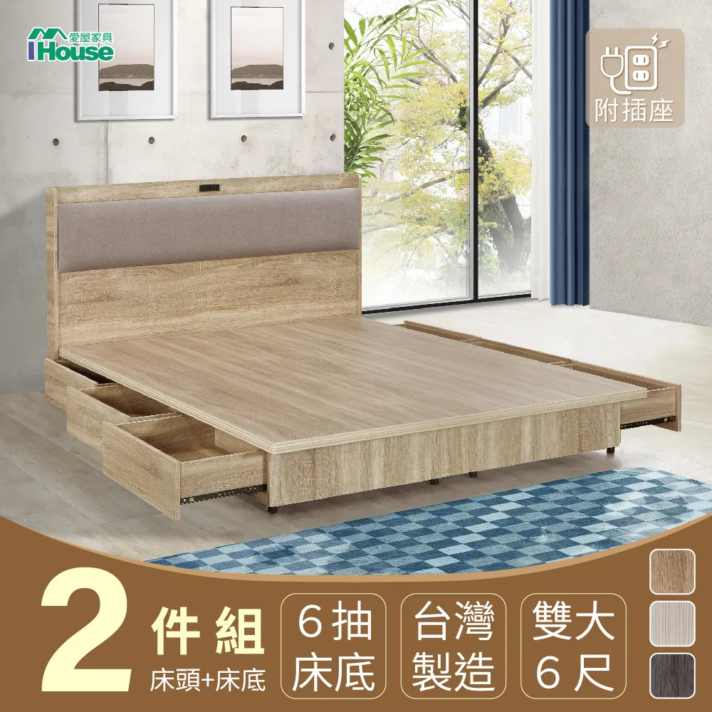 【IHouse】沐森 房間2件組(插座床頭、收納抽屜+掀床底) 雙大6尺 歷史價格詳細信息