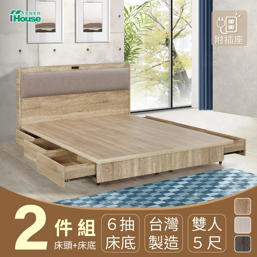 【IHouse】沐森 房間2件組(插座床頭、收納抽屜+掀床底) 雙大6尺 歷史價格詳細信息