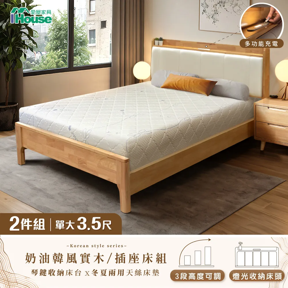 【IHouse】奶油韓風實木路易強化版 6尺床組 3件組(909B床頭+床底+床頭櫃) 歷史價格詳細信息