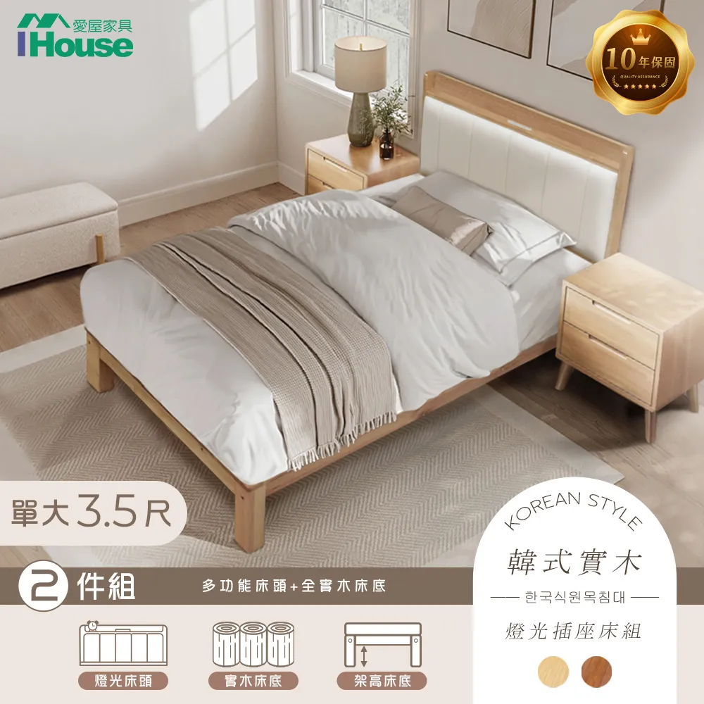 【IHouse】奶油韓風實木路易強化版 6尺床組 3件組(909B床頭+床底+床頭櫃) 歷史價格詳細信息
