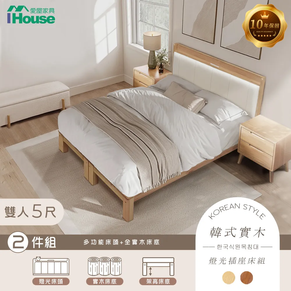 【IHouse】奶油韓風實木路易強化版 6尺床組 3件組(909B床頭+床底+床頭櫃) 歷史價格詳細信息