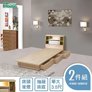 IHouse-尼爾 日式燈光收納房間5件組(床頭箱+床墊+三抽收納+邊櫃+4x7衣櫃) 歷史價格詳細信息
