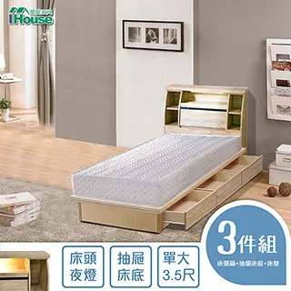 IHouse-尼爾 日式燈光收納房間5件組(床頭箱+床墊+三抽收納+邊櫃+4x7衣櫃) 歷史價格詳細信息