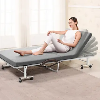 【Cest Chic】哲學之道6段收納折疊床-幅80cm(可拆洗免安裝)-深藍 歷史價格詳細信息