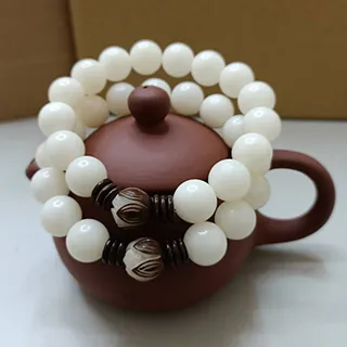 雕刻蓮花白玉菩提根手串女文玩佛珠男盤玩十八籽情侶正品手持手鏈 歷史價格詳細信息