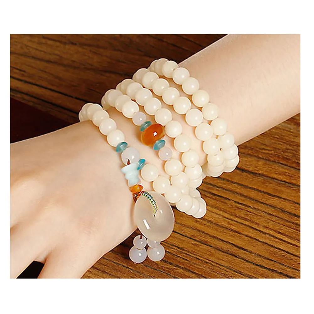 白玉菩提搭配菩提根蓮花 108顆佛珠念珠手串女士 文玩菩提子 歷史價格詳細信息