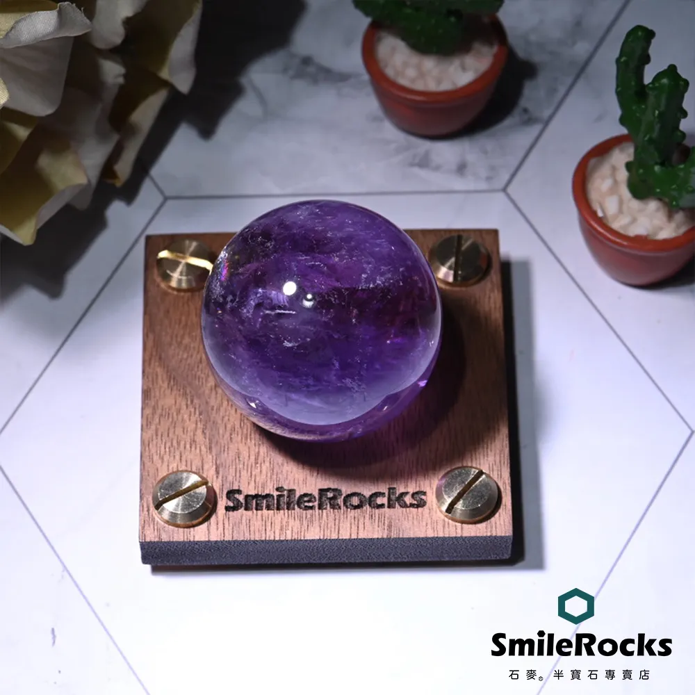 SmileRocks 石麥 帶彩虹光紫晶球 直徑3.7cm No.051510107 歷史價格詳細信息