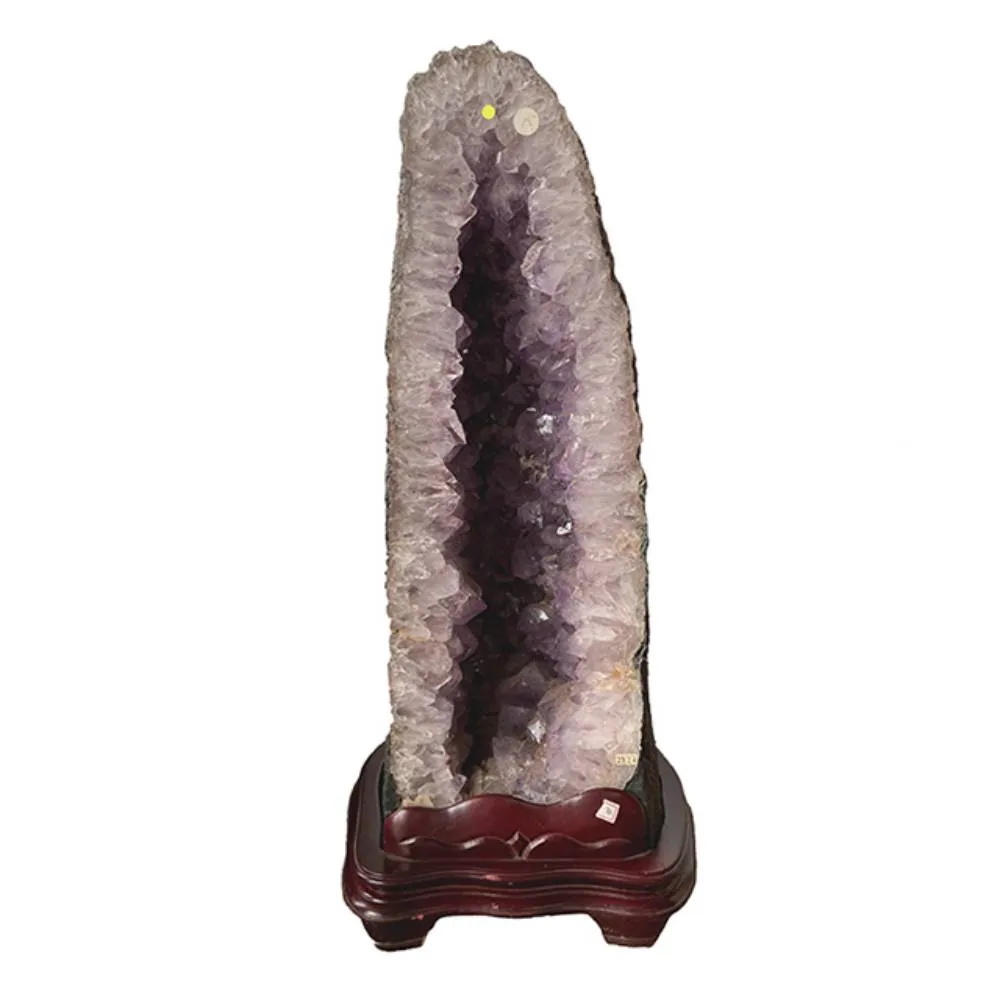 古緣居  鎮宅招財巴西天然紫晶洞 +實木底座擺飾(21.4公斤) 歷史價格詳細信息