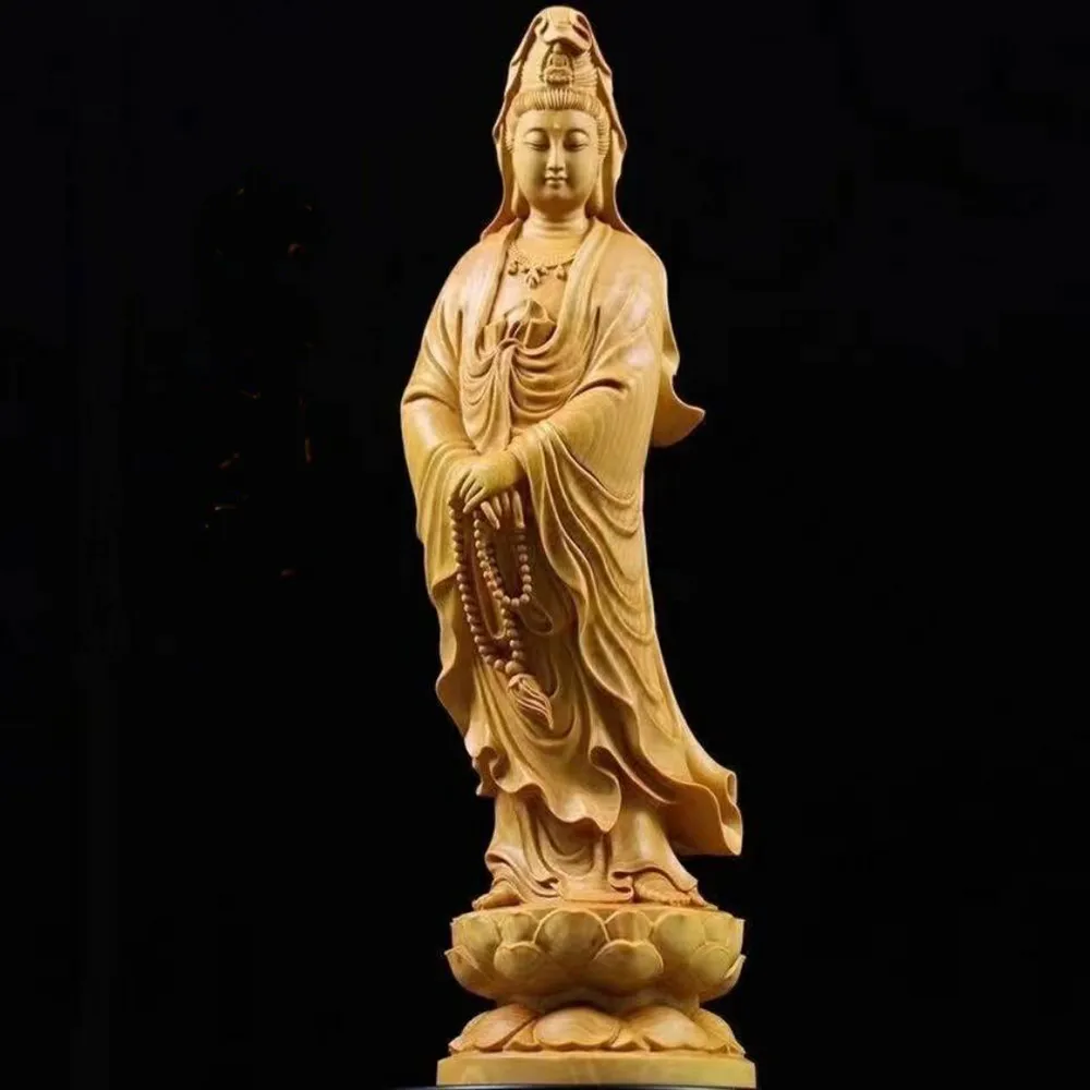 黃楊木雕刻念珠觀音菩薩佛像佛具家居家用裝飾擺件玄關擺設工藝品 歷史價格詳細信息