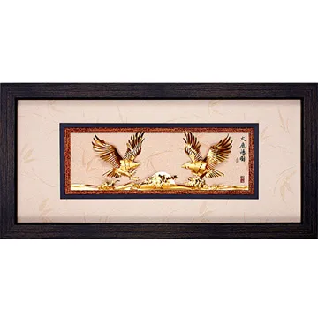 純金箔畫 金雞獻瑞 帝雉 雉雞 手工立體浮雕畫 46x55公分 G019-2030-03 附保證書 歷史價格詳細信息