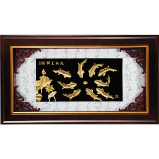 純金 錦鯉連年有餘【金玉滿堂】...81x 42cm 歷史價格詳細信息