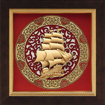 金箔畫 純金 圓形窗花系列 金龍【祥龍獻瑞】...21x21cm 歷史價格詳細信息