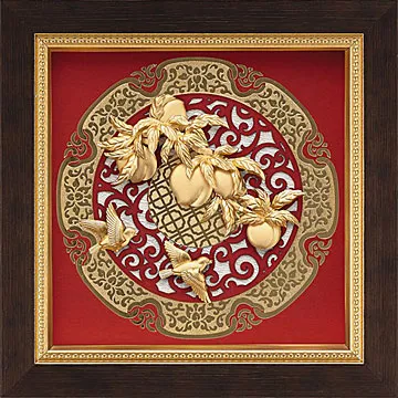 金箔畫 純金 圓形窗花系列 金龍【祥龍獻瑞】...21x21cm 歷史價格詳細信息