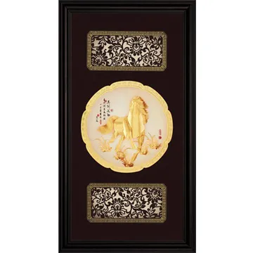 金箔畫 純金 圓形窗花系列 金龍【祥龍獻瑞】...21x21cm 歷史價格詳細信息