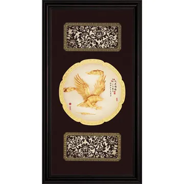 金箔畫 純金 圓形窗花系列 金龍【祥龍獻瑞】...21x21cm 歷史價格詳細信息