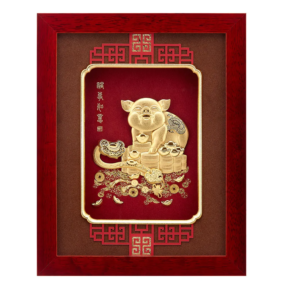 純金豬 金箔畫系列~【富足吉祥】....26 x33 cm 歷史價格詳細信息