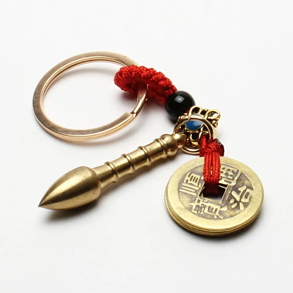 【開運工場】精巧銅製葫蘆五帝錢招財好運吊飾鑰匙圈 歷史價格詳細信息