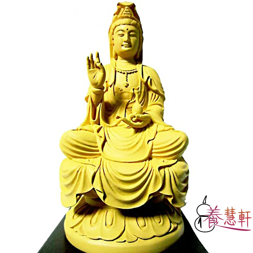 【養慧軒】金剛砂陶土精雕佛像--淨瓶蓮花觀音菩薩(木色) 歷史價格詳細信息