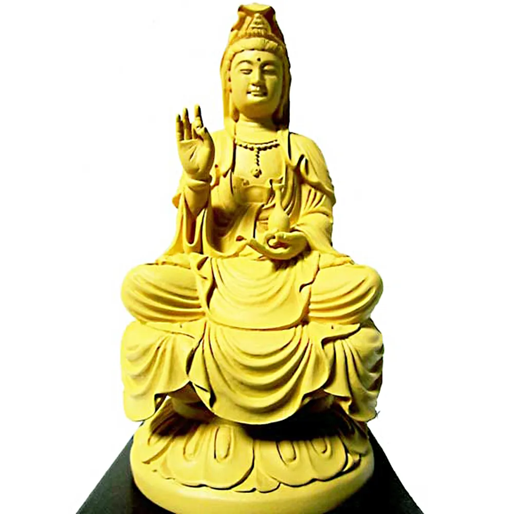 【養慧軒】金剛砂陶土精雕佛像--淨瓶蓮花觀音菩薩(木色) 歷史價格詳細信息