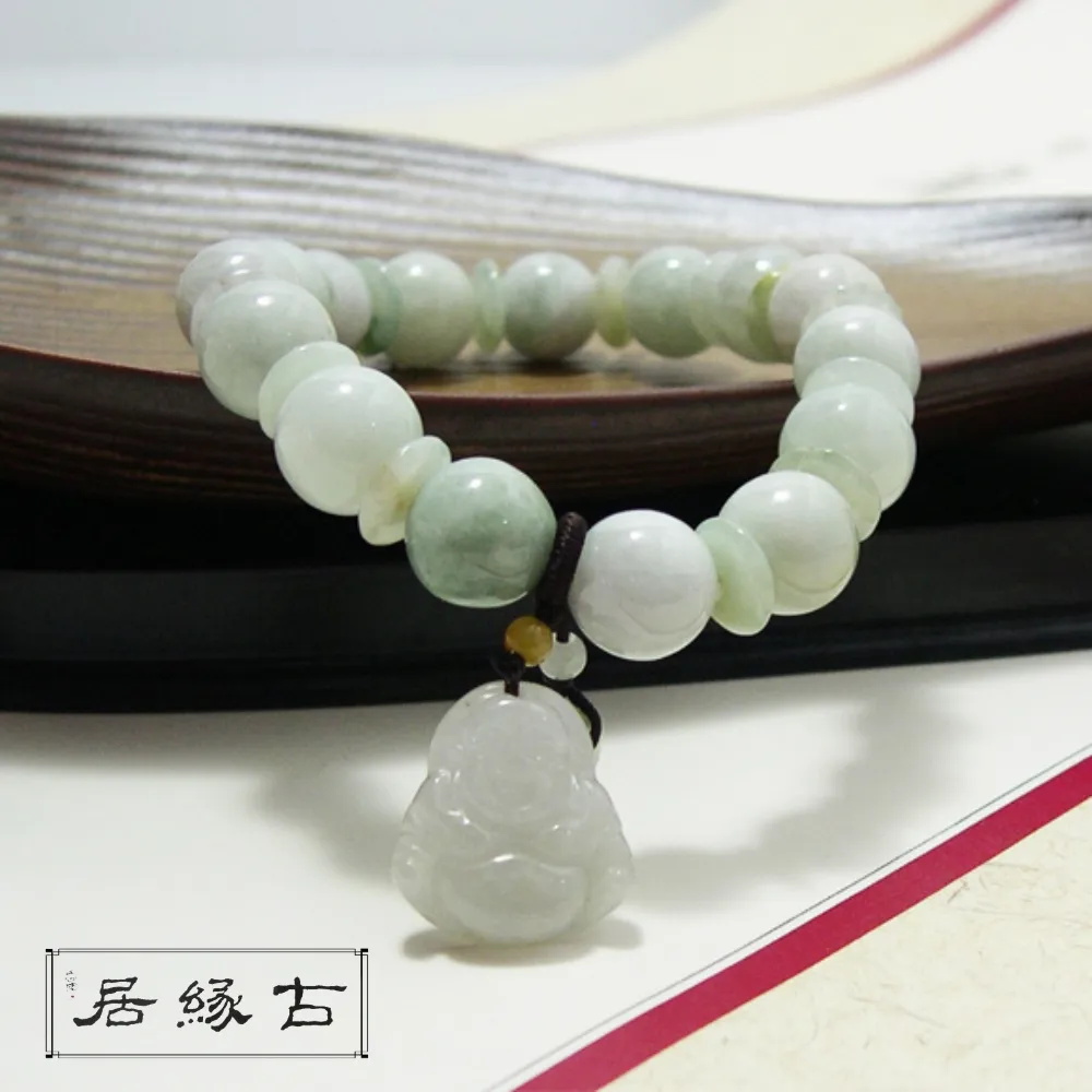 【古緣居】A貨緬甸玉圓珠手鍊(平安觀音) 歷史價格詳細信息