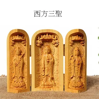黃楊木佛龕三開盒 佛像三開盒 千手觀音 伽藍韋馱菩薩 佛像木雕 供奉裝飾擺件 歷史價格詳細信息