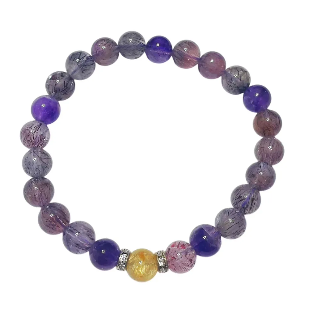 【小葱】超七極光紫鈦紫龍晶草莓晶阿拉善瑪瑙和田玉粉晶青金石手錬女手串 歷史價格詳細信息