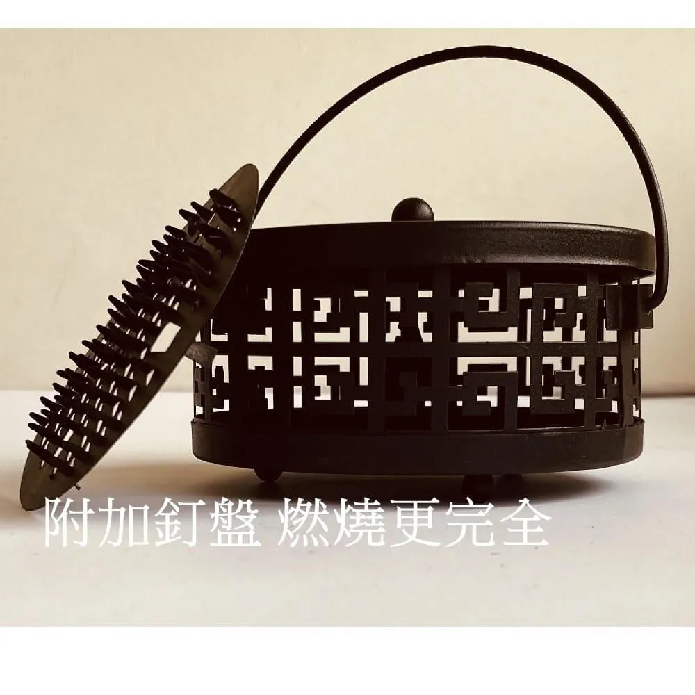 Caiyi 仿古帶蓋 提把 鏤空金屬蚊香盒 便攜 戶外防火 防燙 安全 香薰爐 鐵藝蚊香盤架 歷史價格詳細信息