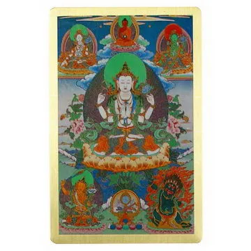 四臂觀音心咒種子字觀想圖片 相紙塑封 咒輪畫像相框水晶擺臺 唐卡 佛畫 歷史價格詳細信息