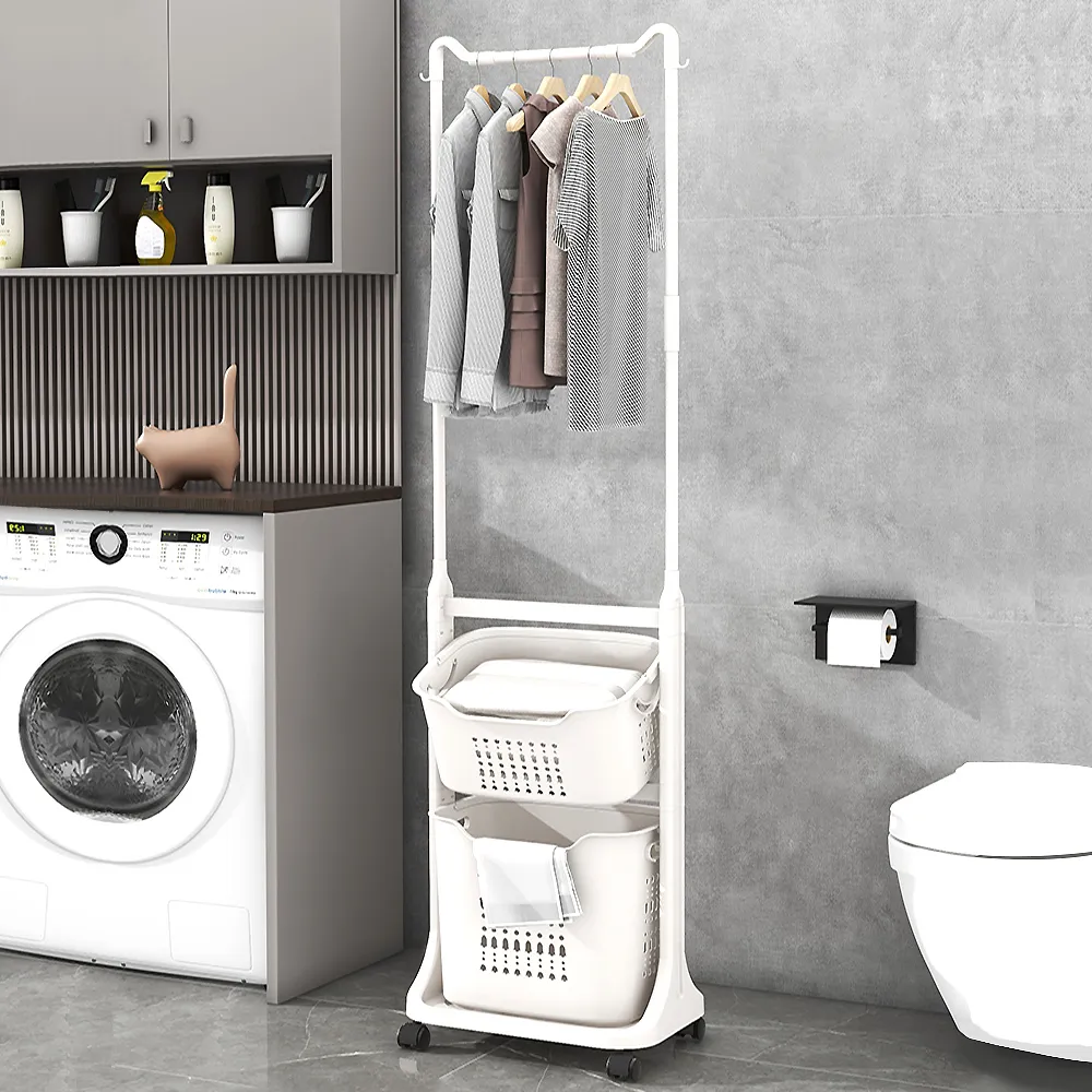 Mr.box 北歐風單桿雙層收納籃衣架附滑輪 收納 免運費 廠商直送 現貨 歷史價格詳細信息