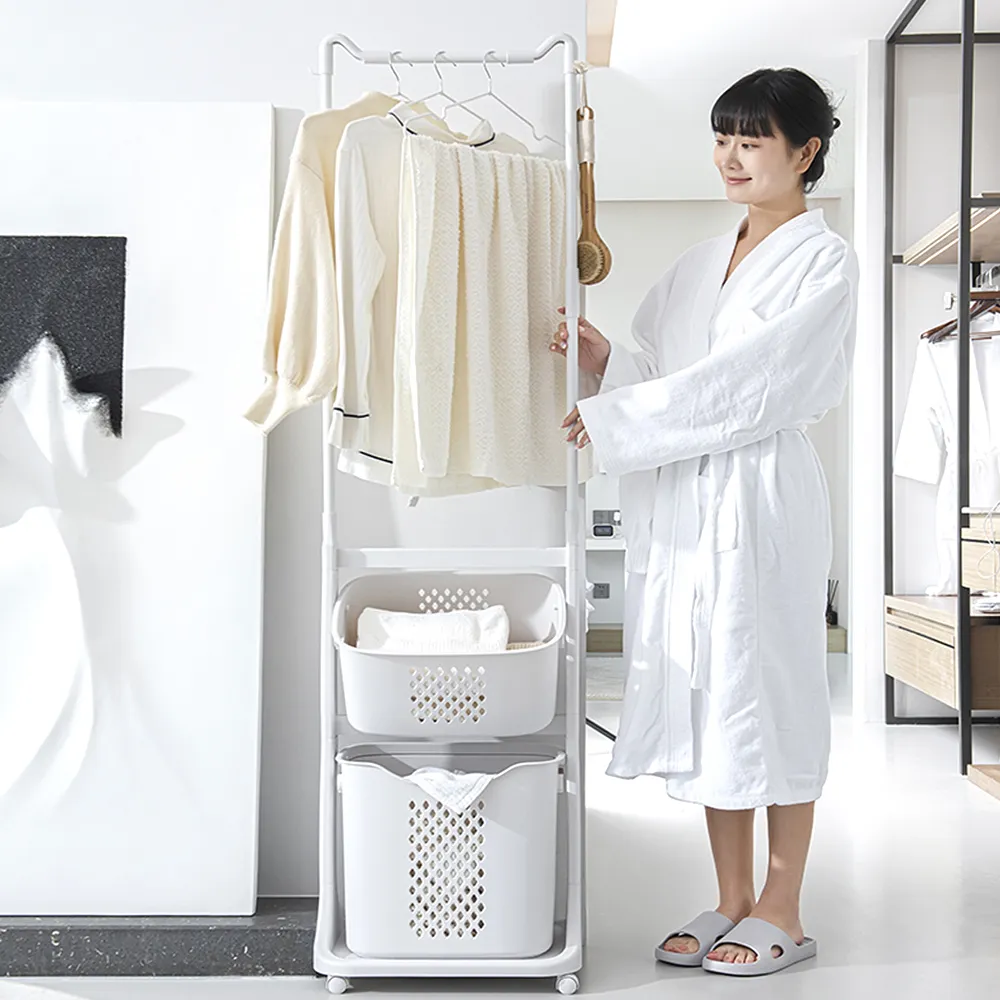 Mr.box 北歐風單桿雙層收納籃衣架附滑輪 收納 免運費 廠商直送 現貨 歷史價格詳細信息