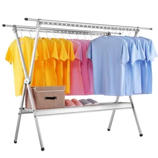 Style 2.5米頂級防水防鏽X型雙桿伸縮曬衣架/鋁合金衣架-輕鬆折合-時尚黑 歷史價格詳細信息