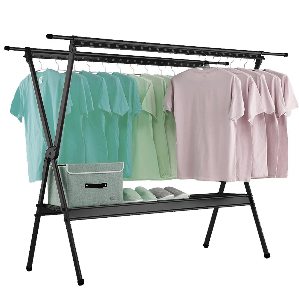 【Style】頂天立地3桿4横樑2衣翅可伸縮多功能不鏽鋼掛衣架(大容量/分區收納/衣服收納)(2色可選) 歷史價格詳細信息