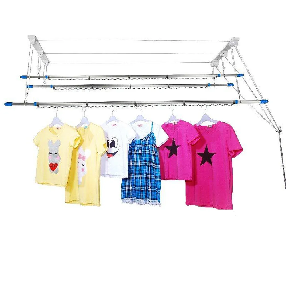 三桿不鏽鋼晾衣架 室內落地曬衣架 折疊伸縮曬被架 晾曬桿 歷史價格詳細信息