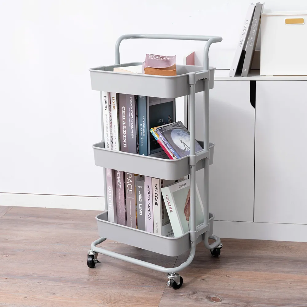 三層收納推車把手款(天空藍 43.5X33X82cm)[免運][大買家] 歷史價格詳細信息